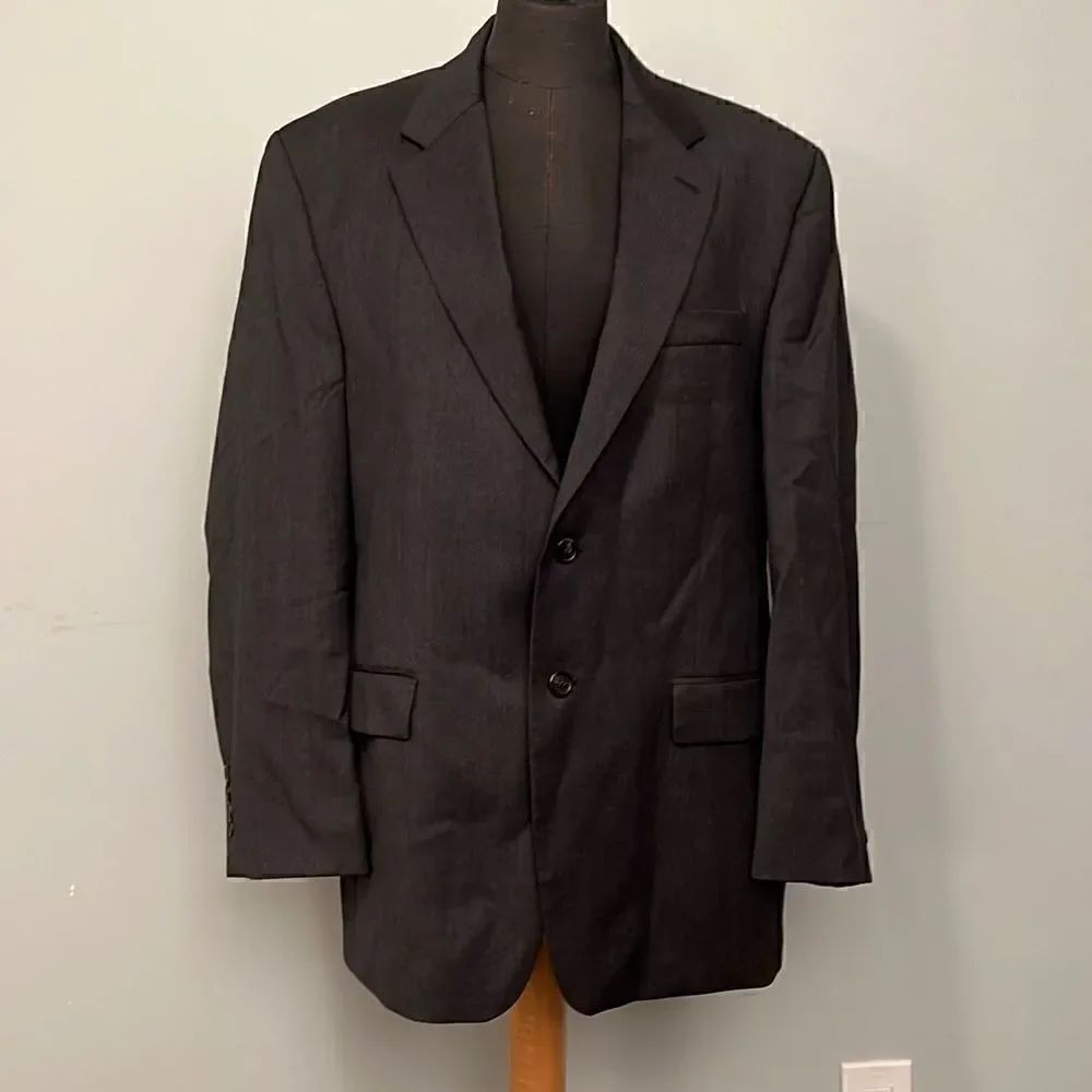 Ralph Lauren Men's Black Button Front Wool Blazer Sport Coat Suit